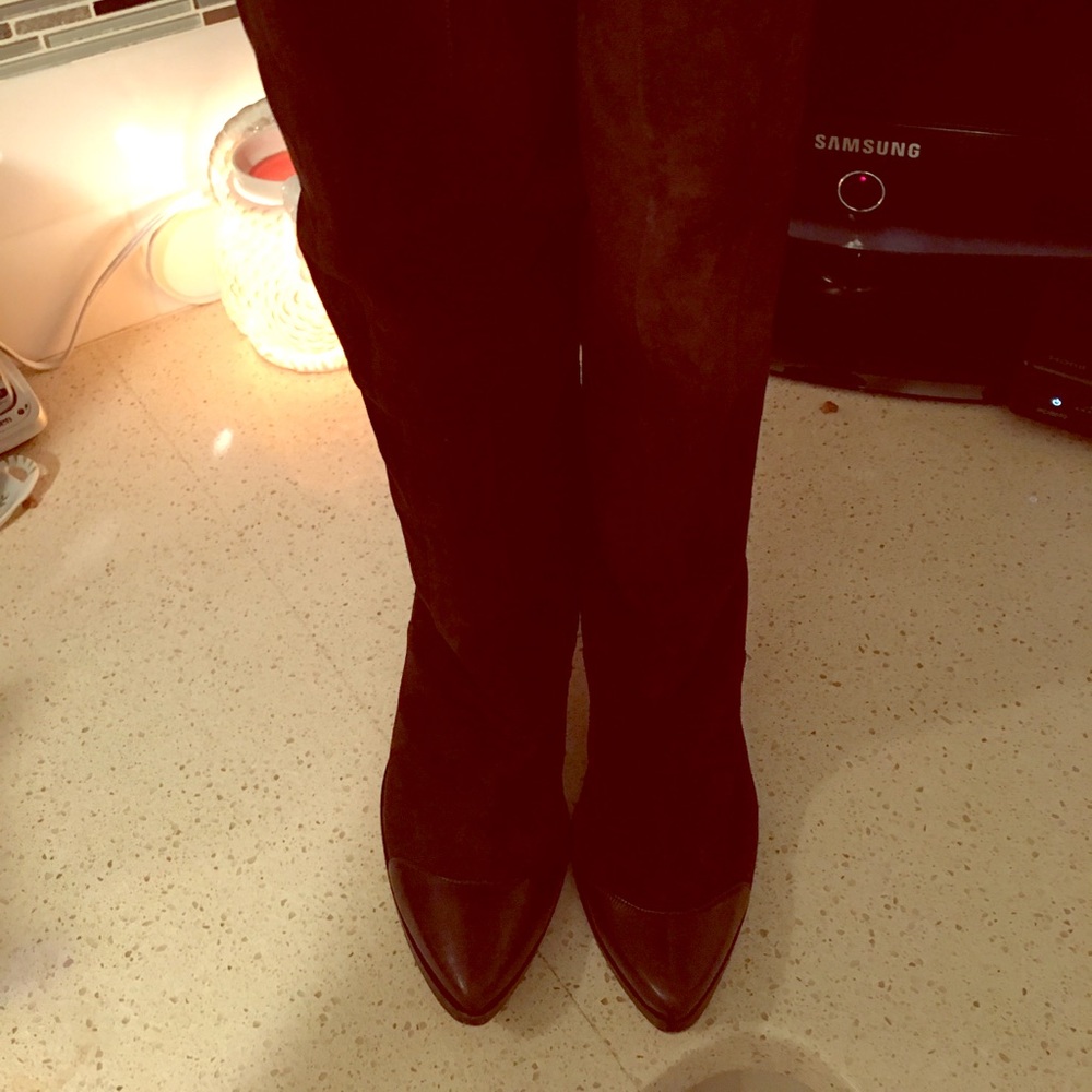Manolo Blahnik Over knee pony hair boots